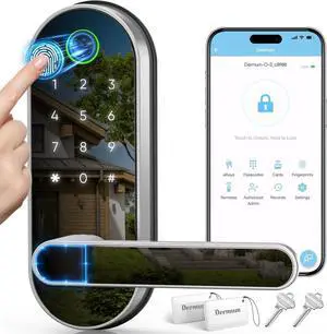Fingerprint Digital Smart Lock: Wi-Fi Electronic Door Lock with Code Passcode, Electric Door Knob, Biometric Door Handle (Silver, WiFi Version)