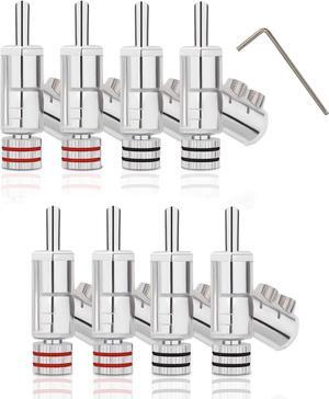 Locking Banana Plugs 8Pcs 45 Degree Banana Connectors Double Screw Speaker Banana Plug for 8-15 Guage Speaker Wire,Audio/Video Receiver,Sound Systems with L-Form Hex Wrench(Rhodium Plated)