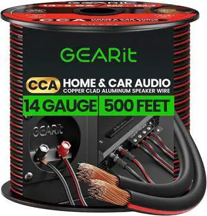 14AWG Speaker Wire, GearIT Pro Series 14 AWG Gauge Speaker Wire Cable (500 Feet / 152.4 Meters) Great Use for Home Theater Speakers and Car Speakers Black