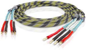 9AWG Speaker Cable with Banana Blugs 2 x 6.3 mm² HiFi Audiophile Speaker Cable 1 Pair,OFC Gold Plated Brass Banana Plug Connectors for Speakers,Amplifier,Audio Video,AV Receivers3M/9.9Ft