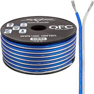 14 Gauge (AWG) Elite Oxygen-Free Copper Audio Speaker Wire - 100 Feet (Blue/White)