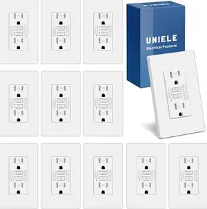 12 Pack Tamper Resistant 15 Amp GFCI Outlets, Super Slim Design, 15A GFI Receptacle with LED Indicator, Ground Fault Circuit Interrupter, Screwless Wallplate Included, ETL Listed, White