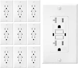 20 Amp GFCI Outlet, Self-Test GFI Electrical Outlet with LED Indicator, Weather & Tamper Resistant GFCI Outlets Receptacle, Ground Fault Circuit Interrupters w/Wall Plate & Screws, UL Listed, 10 Pack