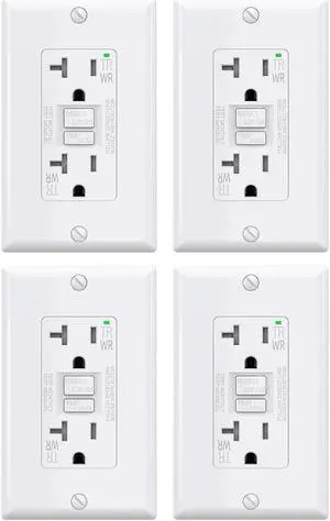 GFCI Outlets 20 Amp, Self-Test Electrical Outlet, GFI Tamper & Weather Resistant Receptacle with LED Indicator, Ground Fault Circuit Interrupters, Wall Plate Included, UL Listed, White (4 Pack)