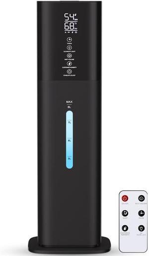 Humidifiers Large Room Bedroom with 7 Colors Light, 2.1Gal(8L) 3 Speed Quiet Ultrasonic Cool Mist Humidifier with 360° Nozzle, Humidity Setting, Timer,Aroma Box for Home Plant Baby Yoga Sleep (Black)