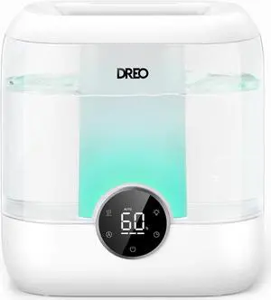 6L Top Fill Humidifiers for Bedroom, 60H Runtime, 28 dB Quiet Supersized Cool Mist Humidifiers for Large Room, Air Humidifier for Home, Baby, Plant, Indoor, Night Light, Ultrasonic
