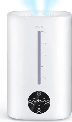 5L Humidifiers for Bedroom, 50H Runtime Humidifier for Large Room, Ultra-Quiet 28dB Cool Mist Air Humidifier for Home Baby Nursery & Plants, Auto Shut-off and BPA-Free for Safety, Easy to Clean
