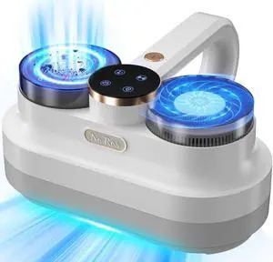 Mattress Vacuum Cleaner Bed Vacuum with 253.7nm UV-C Light, 14Kpa Suciton & Ultrasonic & Two Tapping Pads, Powerful Anti-Allergen Vacuum Cleaner for Deep Cleaning, Corded, NR004