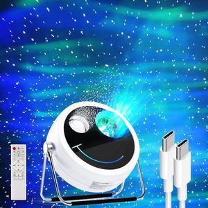 Star Projector Galaxy Light, USB C White Starry Projector Works with PD Power Supply, Bluetooth Speaker and White Noise Aurora Projector Light, LED Galaxy Projector for Bedroom Home Party
