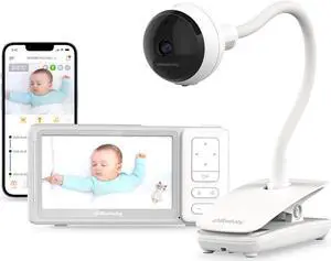 Giraffe Pro Max Baby Monitor  Video Baby Monitor with Full HD 1080p Camera and 5 720P Video Parent Unit, Privacy Protection Switch, Auto Dimming LED, Gooseneck, 2-Way Audio, Night Vision