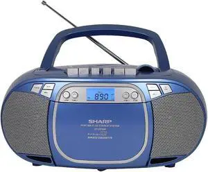QT-CD290(BL) Portable CD MP3 Cassette Boombox with AM/FM Stereo and Aux Input, Blue