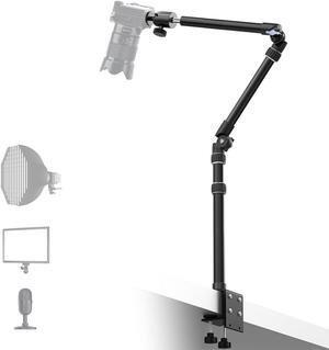 All MetalDesktop Magic Arm, Overhead Camera Desk Mount, Table Light Stand with 1/4 Ball Head, 3/8" & 5/8" Adapter, C Clamp, Retractable Boom Arm for DSLR, Webcam, Microphone, Projector DMA01
