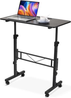 Standing Desk Adjustable Height, Mobile Stand Up Desk with Wheels Small Computer Desk Rolling Desk, Portable Laptop Desk Rustic Standing Table Sit Stand Home Office Desks 16"x31.5" Height 27"-43.5"