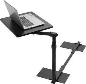 20 inch Over Couch Swivel Table, Laptop Desk for Remote Work, Portable Recliner Workstation with Height Adjustable Swing Arm, Black, DESK-ST01C