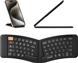 Ergonomic Foldable Keyboard, XK03 Split Folding Bluetooth Keyboard, Ultra Slim Travel Keyboard, Portable Bluetooth Keyboard for iPad, iPhone, Tablet, Laptop, PC