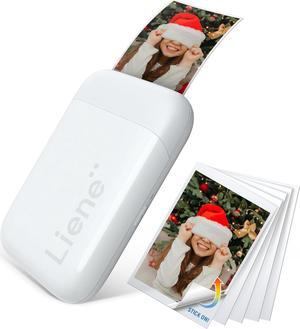 2x3 Photo Printer, Mini Photo Printer w/ 5 Zink Adhesive Photo Paper, Bluetooth 5.0, Compatible w/iOS & Android, Portable Color Mono Instant Photo Printer for iPhone, Smartphone, Pearl White