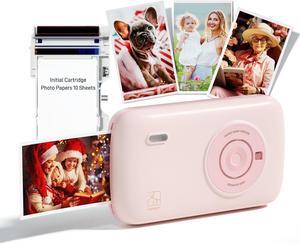 Mini Photo Printer for iPhone, Smartphone, Portable Instant Picture Printer with Bluetooth, Wireless Thermal Dye Sublimation Photo Printer CP2100 (Pink, Printer + 10 Sheets)