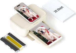Photo Printer 4x6,+20 Sheets&1ribbon,Wi-Fi Wireless Instant Picture Printer for iPhone, Android, Smartphone, Thermal Dye-Sublimation Printer,AR Video Printing,Portable Photo Printers for Home Use