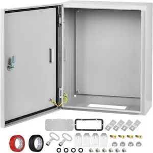 Steel Electrical Junction Box, 20 x 16 x 8" Waterproof & Dustproof Electrical Enclosure, Outdoor & Indoor Universal Project Box with Lock & Mounting Plate