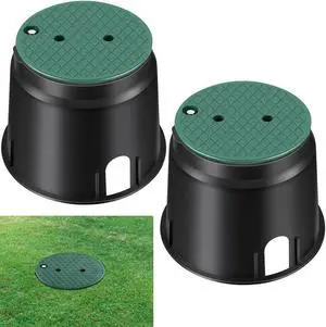 2 Pcs 910 Electrical Splice Box 10 Inch Diameter Underground Electrical Junction Box Inground Electrical Box for Outdoor Electrical Wiring Splices, Black