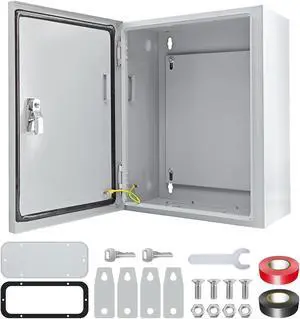 Electrical Box 16 x 12 x 8'' Steel Electrical Junction BoxNEMA 4X Steel Enclosure BoxIndoor&Outdoor Electrical Box Waterproof & DustproofWall Mounted Universalwith Lock & Mounting Plate