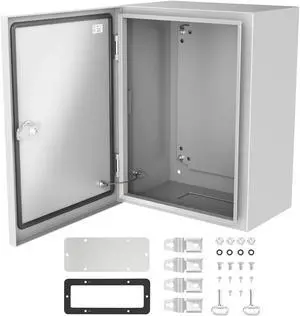 Electrical Junction Box, 16"x12"x8" NEMA Steel Enclosure IP66 Waterproof & Dustproof Outdoor/Indoor Electrical Project Box with Mounting Plate
