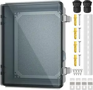 Electrical Box Weatherproof Plastic Junction Box 15.7x11.8x7.1 Outdoor WiFi Nema 4 Enclosure Clear Cover for Electric Connection Exterior Project