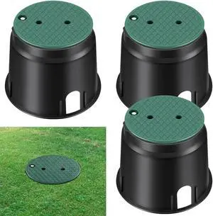 3 Pcs 910 Electrical Splice Box 10 Inch Diameter Underground Electrical Junction Box Inground Electrical Box for Outdoor Electrical Wiring Splices, Black