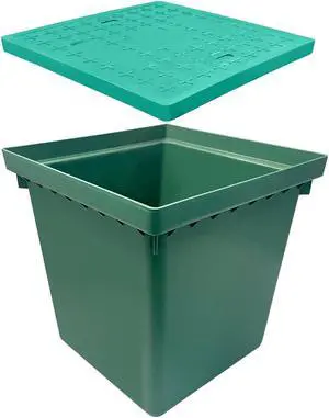 Underground Splice Box W/FRP Inspection Cover 20x20x20in Large Enclosure Box Precast Polyethylene Distribution Pull Box Access Electrical Junction Boxes Drillable Tapered Wiring Box for Cable