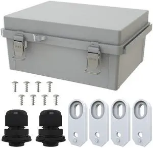 Large Junction Box Waterproof IP67 Plastic Outdoor Electrical Box and 3/4" NPT*2 Enclosure with Mounting Plate Suitable for Various Projects(16.1"*12.2"*7.1")