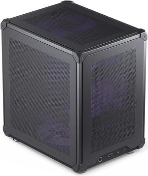 C6 Black Mini MATX Mesh Case,Simple Compact Desktop Micro ATX Chassis,Upper Cover/Side Panel Tool-Free Open pc case, ATX Power Bite (L185mm Max.),Support 75mm CPU Cooler,GPU200-255mm