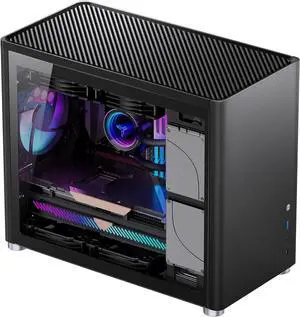 D30 Black Mini Micro ATX Tower Computer Case, Aluminum Panel, Glass Side Windows,Simplicity MATX case,240 Liquid Cooling & 168mm Air Cooling, 355mm gpu Support,Black pc case