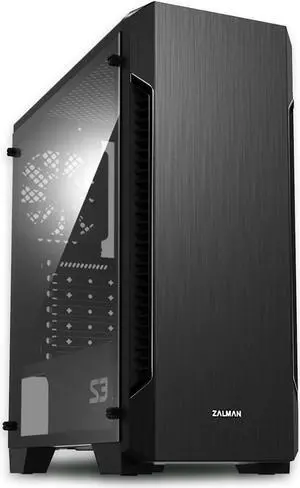 S3 - ATX Mid-Tower PC Case - Full Acrylic Side Panel - 3x Case Fan 120mm Pre-Installed, Black