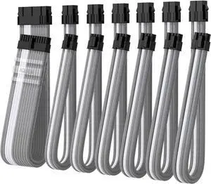 Sleeved Cable Extension Type / for PSU / ATX 24 1ea, CPU 8 1ea, CPU 4+4 1ea, PCI-e 6+2 4ea (13.7 inch/ 35cm), Holder / (New Point Snow White)