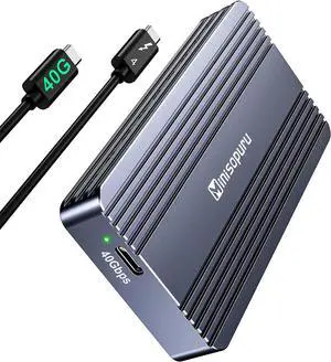 40Gbps M.2 NVMe SSD Enclosure with Thunderbolt Cable, 8TB Thunderbolt NVME Enclosure for M1 M2 Pro/Max, USB4/3.2/3.1/3.0/2.0, Thunderbolt Enclosure Support 2280/2260/2242/2230 M & B+M-Key