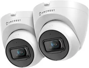 2-Pack 5MP UltraHD Outdoor Security IP Turret PoE Camera with Mic/Audio, 5-Megapixel, 98ft NightVision, 132° FOV, IP67 Weatherproof, MicroSD Recording (256GB), 2PACK-IP5M-T1179EW-AI-V3 White