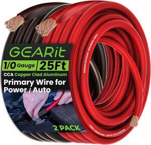 25 Foot, 0 Gauge Wire, for Automotive Power/Ground, Battery Cable, Car Audio, RV, Trailer, Amp, CCA Wire, Wire, Automotive Wire, Amp Kit, Amp Wiring Kit, (25 feet Each- Black/Red)
