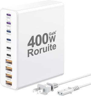 400W Charging Station for Multiple Devices 10-Port GaN USB C Charger Block Dual 65W Laptop Fast Charger Multiport USB Charging Station for MacBook iPhone  Galaxy iPad Android White