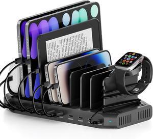 Charging Station for Multiple Devices - 140W USB C Fast Charger Stations for Laptop iPad Charging Dock with Max PD 60W Charging Stand with Smartwatch & Airpods Holder for MacBook Phone Tablet