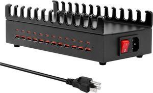 300W Charging Station for Multiple Devices 24 Port USB C Fast Charging Station Multi Device Charger Station Organizer Compatible with Cellphone Tablet Kindle iPhone iPad and More