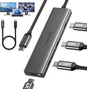 USB C Hub for USB C Monitor, Portable Monitor and USB C Reverse Power Monitor, Dual USB C Video Display 4K@30-60Hz, 4* USB-C 3.2 GEN2 10Gbps, Support PD 100W Max, with USB C Video Cable