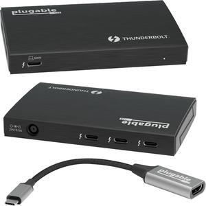 Plugable Thunderbolt Hub, 4-in-1 Pure USB-C Design, Includes USB-C to 4K HDMI Adapter, Laptop Charging, Compatible with Mac, Windows, Thunderbolt 4, USB4, Thunderbolt 3, USB-C Devices, Driverless