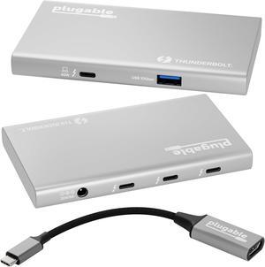 Plugable 5-in-1 Thunderbolt 4 Hub,Single 8K or Dual 4K Display; 4K HDMI Adapter Included, Offers Thunderbolt 4/3, USB4, and USB-C Expansion for Modern Mac and Windows Systems, Driverless