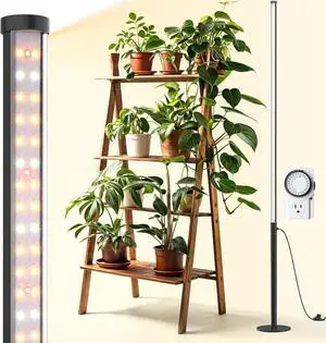 T10 Pro Standing Grow Light with Timer, 42W, 169 LEDs, Full Spectrum Vertical Grow Light for Indoor, Wide Coverage, 4FT to 5.6FT Height with Foot Switch, Ideal for Flowering and Tall Plants