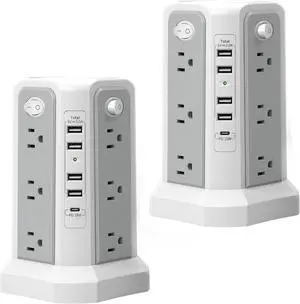 Surge Protector Power Strip with USB C Port,10FT Extension Cord with 12 AC Outlets, Power Strips with Surge Protection for Home Office DormRoom