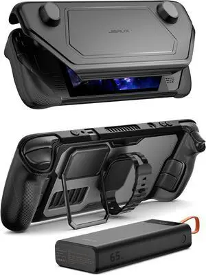 ModCase für Steam Deck/Steam Deck OLED, PC0104 Modular Steam Deck Hülle mit 20000mAh Power Bank umfassen Schutzhülle, Gesichtsabdeckung, Power Bank, Metallhalter und Riemen - Power Bank Set