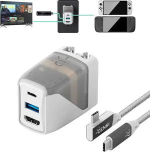 Global Covert Dock 2 Charger for Nintendo Switch, Steam Deck 45W 4K60Hz HDMI Output Ultra Portable and Safe Dock - USB-C 3.2 PD Cable, 3 Regional Adapters incl.