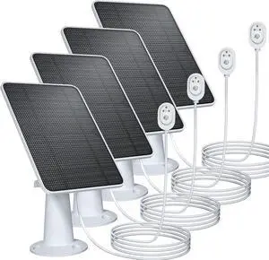 Solar Panel Charging Compatible with Pro 5S, Arlo Pro 4, Pro 3, Pro 3 Floodlight, Ultra 2, Ultra, 4W Solar Panel with 9.8ft Charging Cable, IP65 Waterproof, Includes Secure Wall Mount, 4 Pack