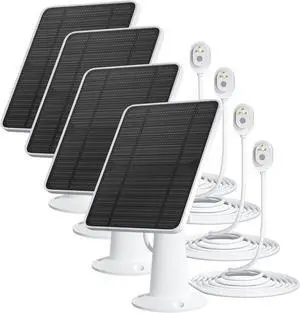 Solar Panel Charger Compatible with Arlo Pro 5S/Pro 4/Pro 3/Pro 3 Floodlight/Ultra/Ultra 2 Camera, 6V 4.5W Solar Panels Charging IP65 Weatherproof w/ 9.8ft Charging Cable Adjustable Wall Mount, 4 Pack