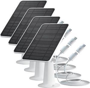 Solar Panel Charger Compatible with Eufycam 3/3C/2C/2C Pro/E40/E20/2/2 Pro/E/L20/L40/Solo/SoloCam Spotlight, 5W Solar Panel for Eufy Camera, Micro USB & USB-C Port, 9.8ft Cable, P65 Waterproof, 4 Pack